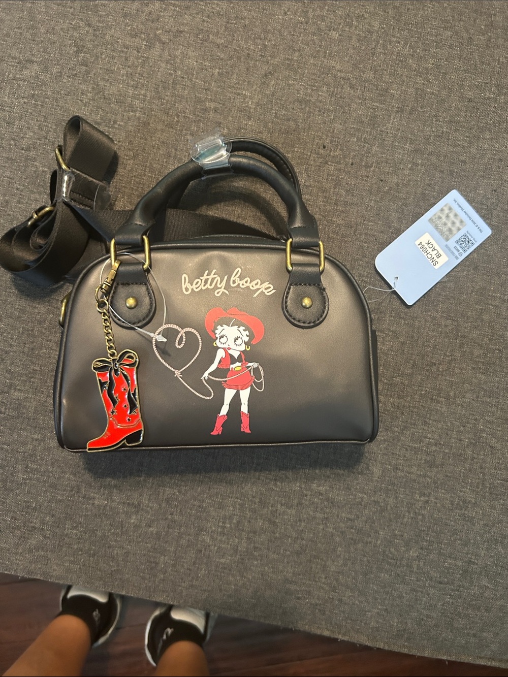 Betty Boop Black Crossbody Satchel with Red Accents /new